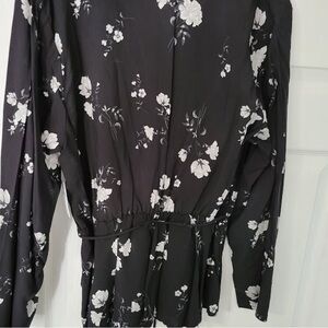 Floral Black and White Blouse